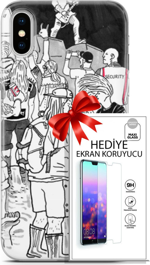 Apple İphone X - Xs Kılıf Orijinal Seri Punky 17 Party Yumuşak Kılıf + Ekran Koruyucu