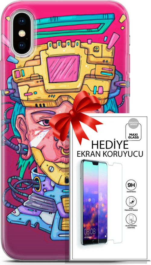 Apple İphone X - Xs Kılıf Orijinal Seri Punky 02 Robotica Kapak Ve Ekran Koruyucu