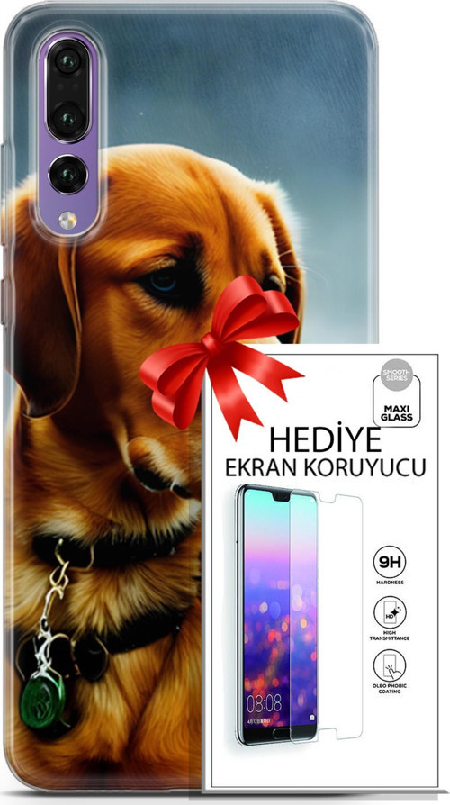 Huawei P20 Pro Kılıf Orijinal Seri Dogs 04 Labrador Silikon Kılıf + Ekran Koruyucu Full Korumaket