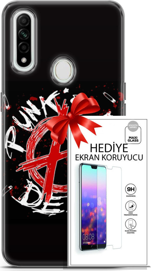 Oppo A31 Kılıf Orijinal Seri Punky 15 Punk'S Not Dead Kalın Silikon + Ekran Koruyucu