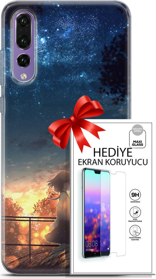 Huawei P20 Pro Kılıf Orijinal Seri Fantasy 21 Anime Yıldızlar Darbe Önleyici Kapak + Ön Ekran Koruyucu