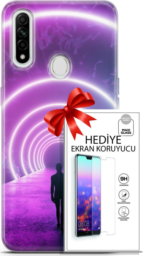 Oppo A31 Kılıf Orijinal Seri Cyberpunk 26 Daire Neon Soft Kapak + Ekran Koruyucu