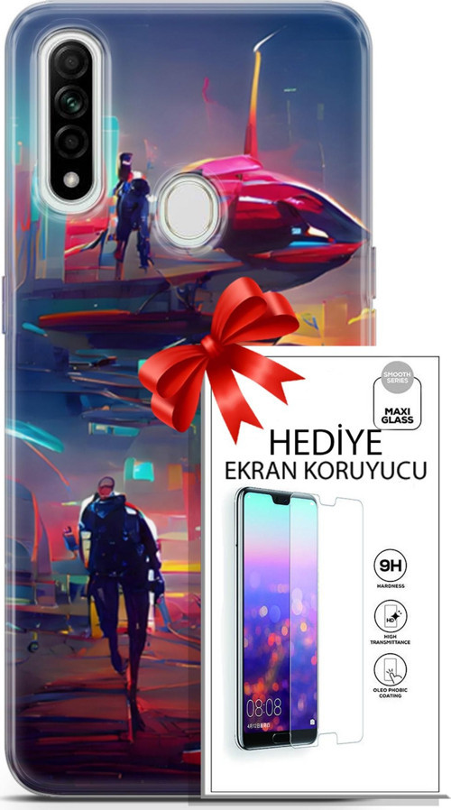 Oppo A31 Kılıf Orijinal Seri Cyberpunk 12 Mars Tasarım Kılıf + Ekran Koruyucu