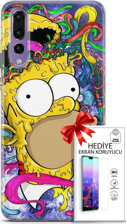 Huawei P20 Pro Kılıf Orijinal Seri Bounce 04 Millie King Silikon Kılıf + Ekran Koruyucu Full Koruma