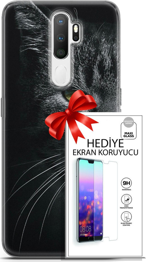 Oppo A5 2020 Kılıf Orijinal Seri Scotish-British 24 Asi Kedi Darbe Emici Kılıf + Ekran Koruyucu