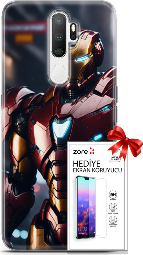 Oppo A5 2020 Kılıf Orijinal Seri Supers 23 Iron Man Telefon Kabı Ve Ekran Koruyucu