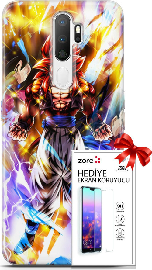 Oppo A5 2020 Kılıf Orijinal Seri Supers 24 Goku Wallpaper Darbe Emici Kılıf + Ekran Koruyucu