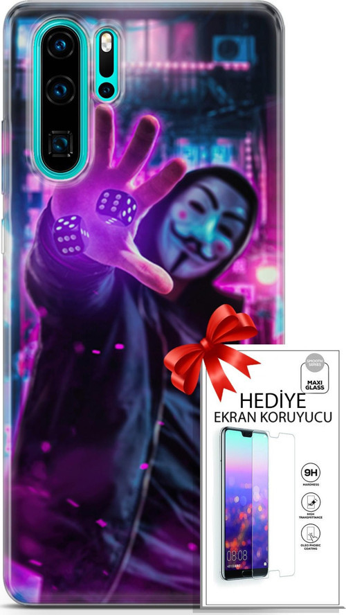 Huawei P30 Pro Kılıf Orijinal Seri Algorand 04 Zarlar Silikon Kılıf + Ekran Koruyucu Full Korumak