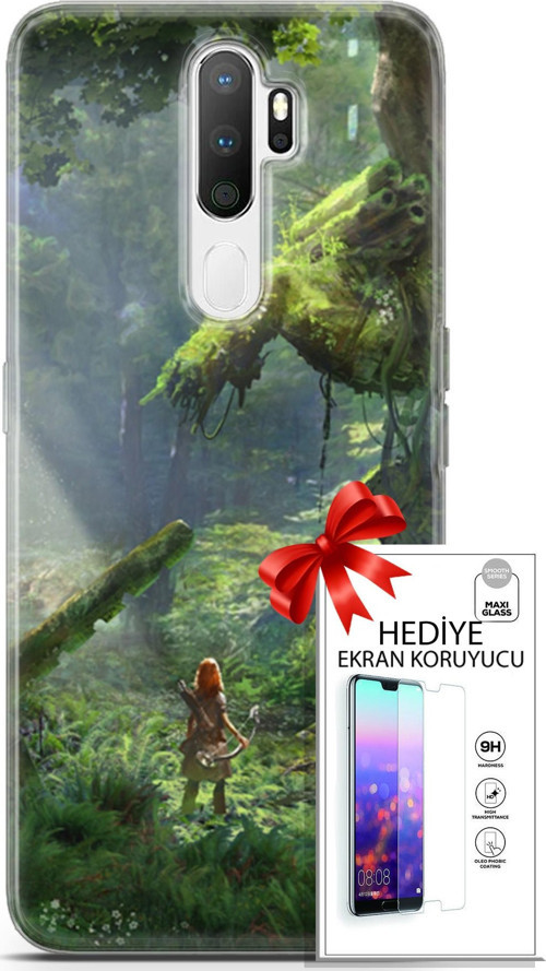 Oppo A5 2020 Kılıf Orijinal Seri Cardano 13 Orman Case Kapak Ekran Koruyucu