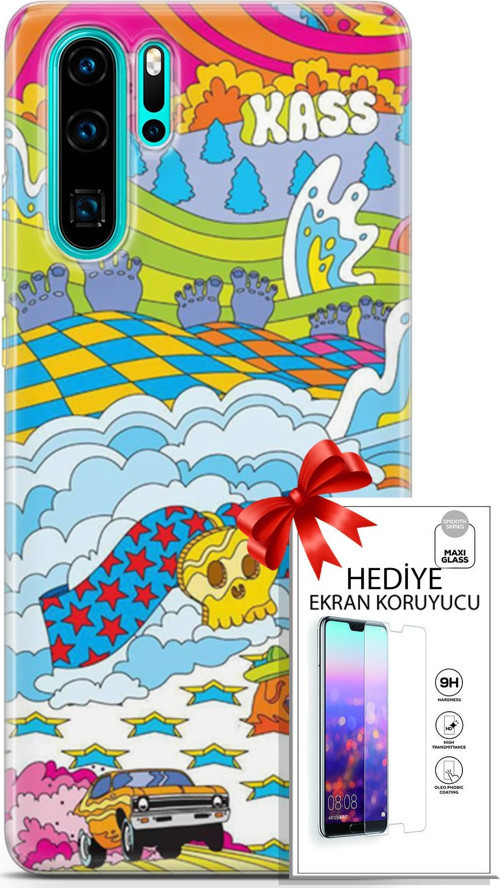 Huawei P30 Pro Kılıf Orijinal Seri Cardano 01 Yıldız Bulut Telefon Kılıfı + Ekran Koruyucu