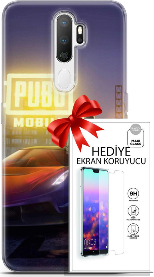 Oppo A5 2020 Kılıf Orijinal Seri Pubg 17 Arabalı Yumuşak Kılıf + Ekran Koruyucu