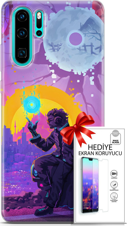 Huawei P30 Pro Kılıf Orijinal Seri Cardano 25 Araba Soyulmayan Kılıf + Ekran Koruyucu Full Koruma