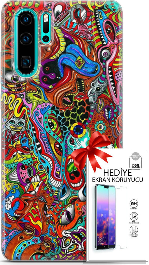 Huawei P30 Pro Kılıf Orijinal Seri Cardano 02 Grafitti Kapak Ve Ekran Koruyucu
