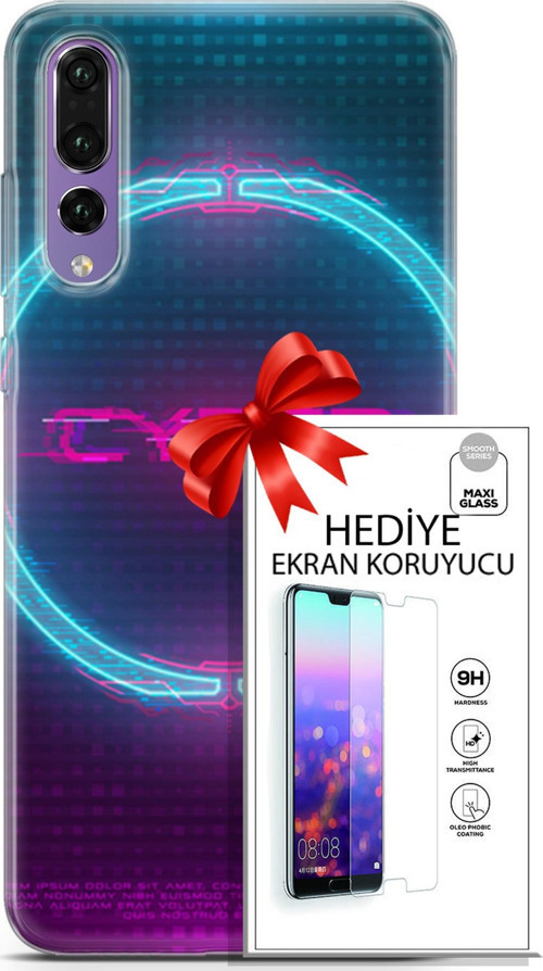 Huawei P20 Pro Kılıf Orijinal Seri Cyberpunk 09 Cyber Logo Uv Kılıf Ve Ekran Koruyucu