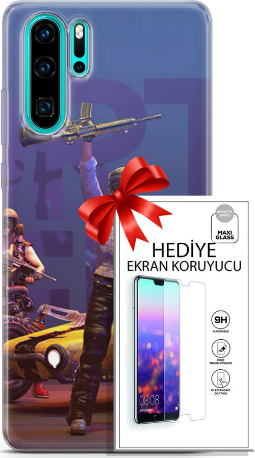 Huawei P30 Pro Kılıf Orijinal Seri Pubg 05 Silahlı Karakter Koruma Kılıfı + Ekran Koruyucu