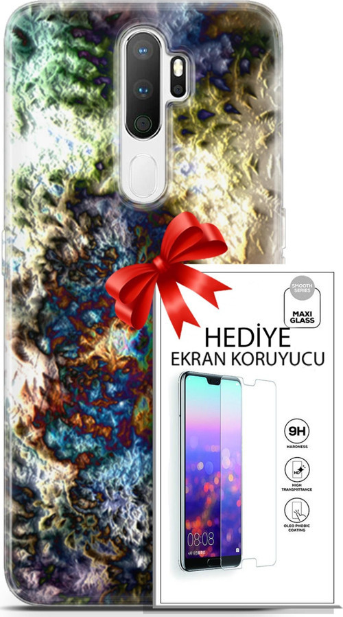 Oppo A5 2020 Kılıf Orijinal Seri Nature 13 Volkanik Case Kapak Ekran Koruyucu