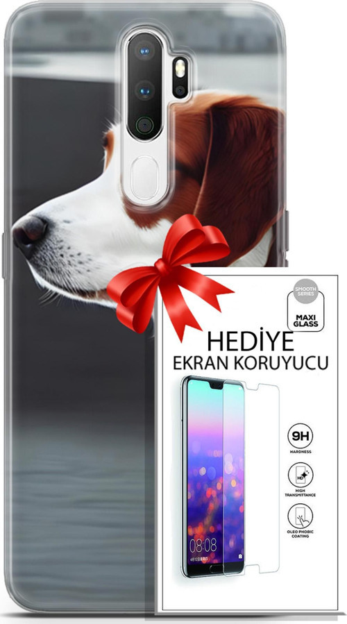 Oppo A5 2020 Kılıf Orijinal Seri Dogs 18 Süvari Köpeği Parlak Kılıf + Ekran Koruyucu Full Korumak