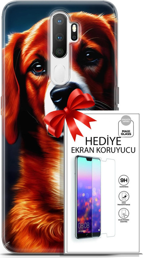 Oppo A5 2020 Kılıf Orijinal Seri Dogs 21 Spaniel Darbe Önleyici Kapak + Ön Ekran Koruyucu