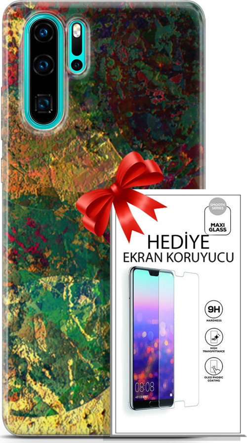 Huawei P30 Pro Kılıf Orijinal Seri Nature 26 Çok Renkli Soft Kapak + Ekran Koruyucu