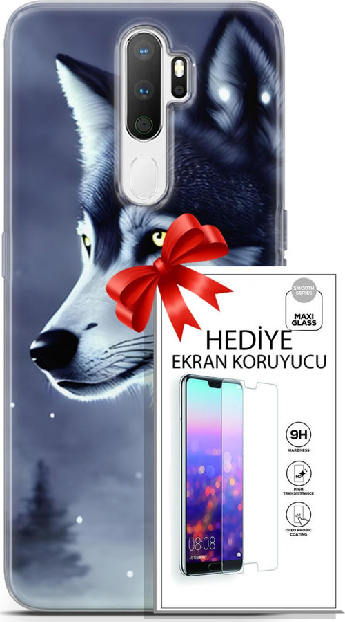 Oppo A5 2020 Kılıf Orijinal Seri Dogs 06 Yalnız Kurt Koruyucu Kapak Ekran Koruyucu