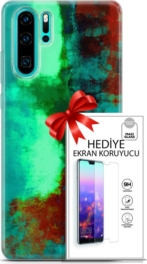 Huawei P30 Pro Kılıf Orijinal Seri Nature 20 Yeşil Kahve Renkli Kılıf Ekran Koruyucu