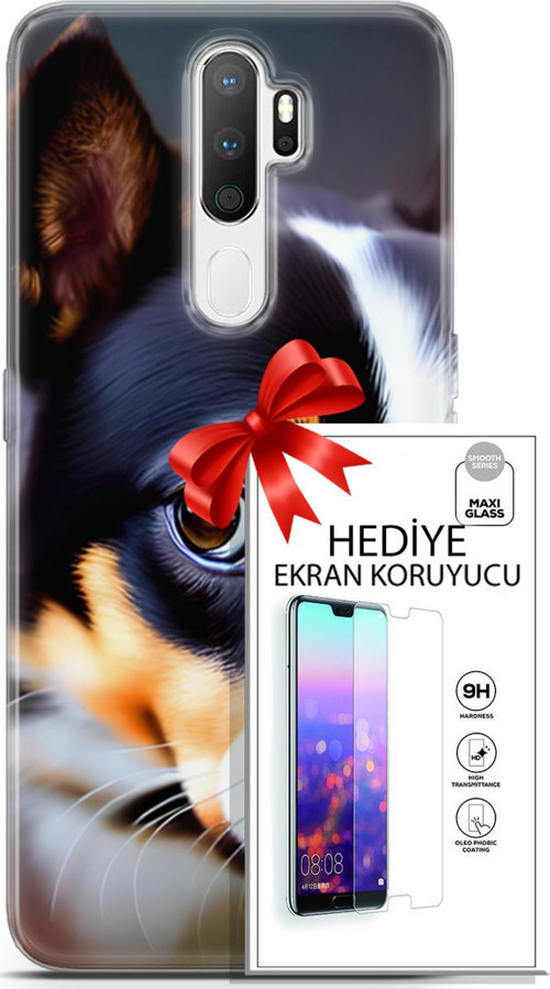 Oppo A5 2020 Kılıf Orijinal Seri Dogs 11 İsviçre Bernese 4K Baskılı Kılıf + Ekran Koruyucu Full Koruma