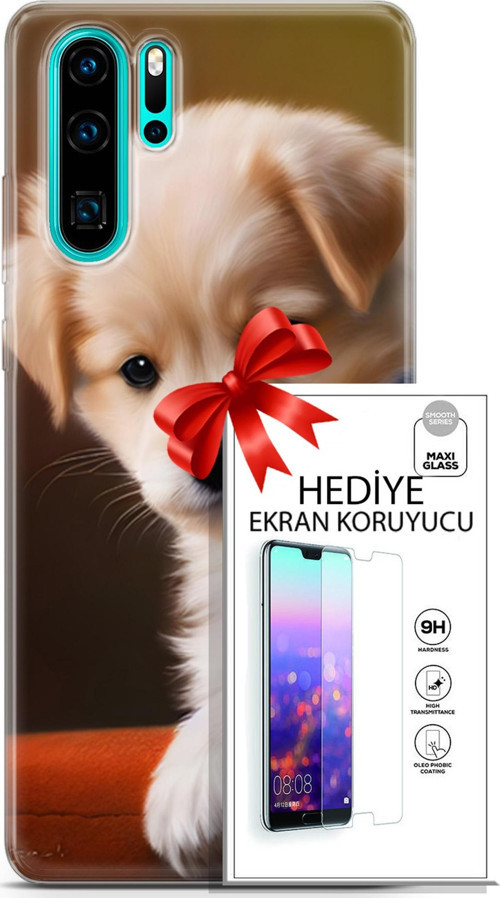 Huawei P30 Pro Kılıf Orijinal Seri Dogs 15 Kaniş Yavru Kalın Silikon + Ekran Koruyucu