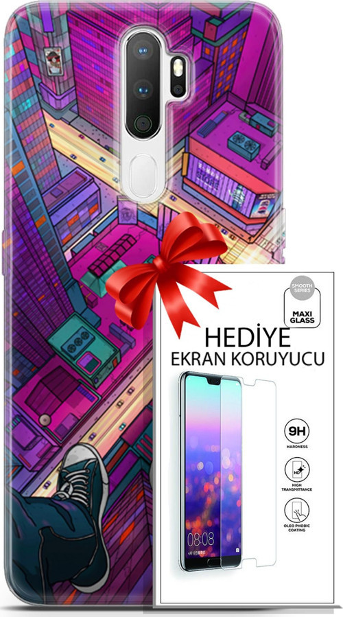 Oppo A5 2020 Kılıf Orijinal Seri Fantasy 13 Converse Case Kapak Ekran Koruyucu