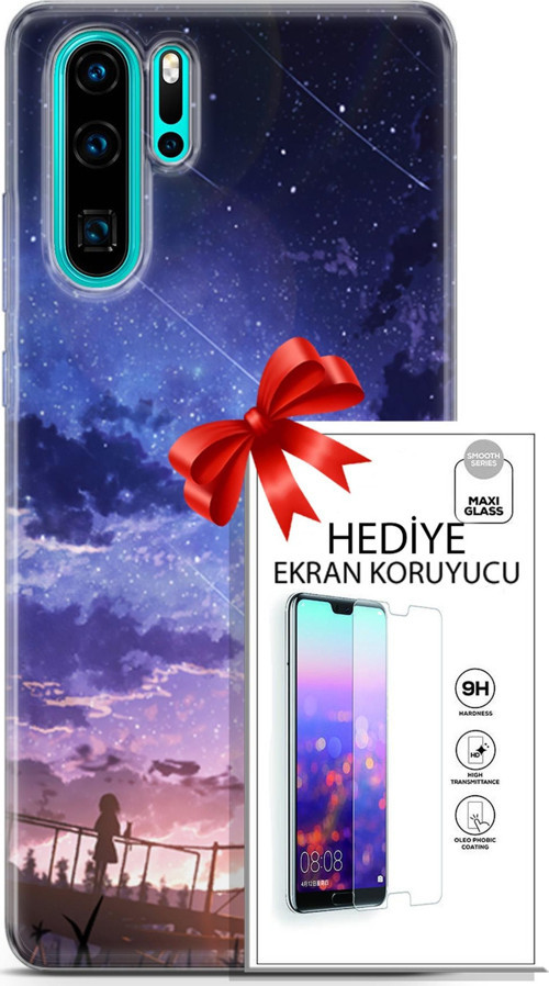 Huawei P30 Pro Kılıf Orijinal Seri Fantasy 09 Kayan Yıldızlar Uv Kılıf Ve Ekran Koruyucu