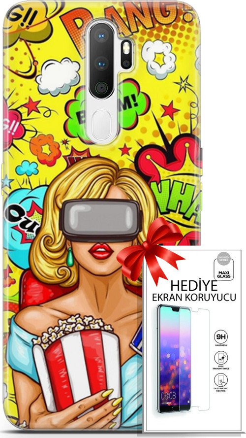 Oppo A5 2020 Kılıf Orijinal Seri Bounce 27 Jody King Lazer Kesim Silikon Ekran Koruyucu