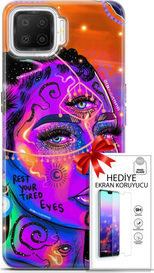 Oppo A73 Kılıf Orijinal Seri Cardano 04 Rest Your Tired Silikon Kılıf + Ekran Koruyucu Full Koruma