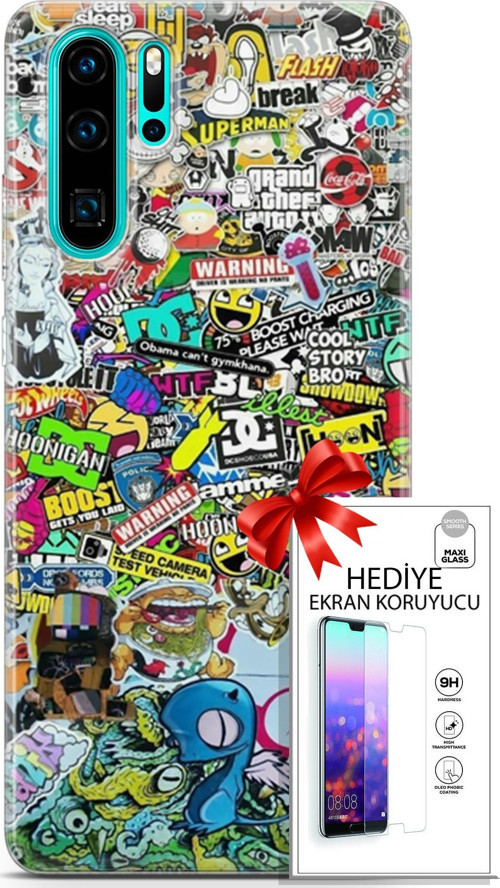 Huawei P30 Pro Kılıf Orijinal Seri Bounce 05 Katie Ward Koruma Kılıfı + Ekran Koruyucu