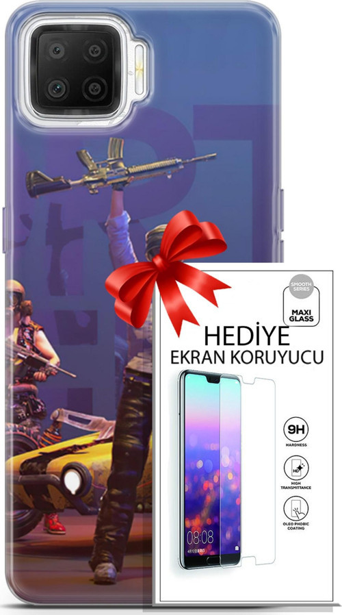 Oppo A73 Kılıf Orijinal Seri Pubg 05 Silahlı Karakter Koruma Kılıfı + Ekran Koruyucu