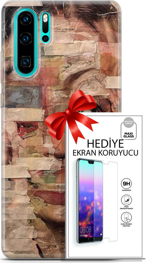 Huawei P30 Pro Kılıf Orijinal Seri Soul 20 Yüz Göz Renkli Kılıf Ekran Koruyucu