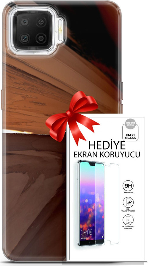 Oppo A73 Kılıf Orijinal Seri Nature 01 Kahverengi Tonlar Telefon Kılıfı + Ekran Koruyucu
