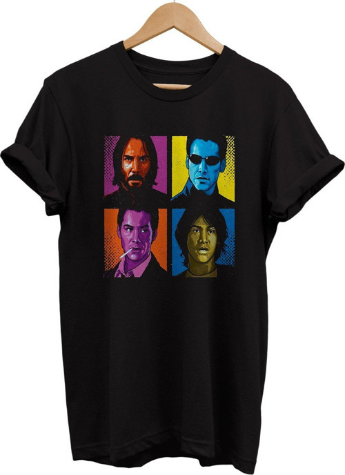 Keanu Reeves Film Karakterleri Baskılı %100 Pamuk Basic T-Shirt Normal Beden Tişört