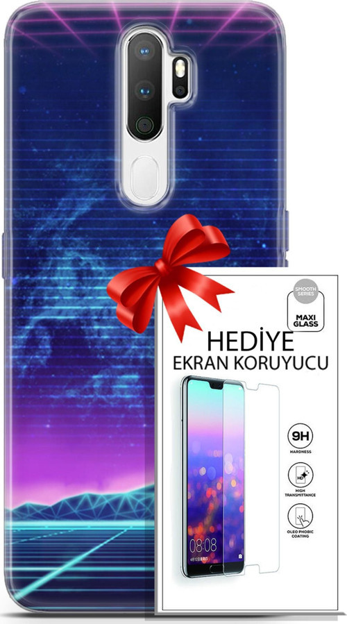 Oppo A5 2020 Kılıf Orijinal Seri Cyberpunk 30 Neon Game Kenarları Şeffaf Kapak Ve Ekran Koruyucu