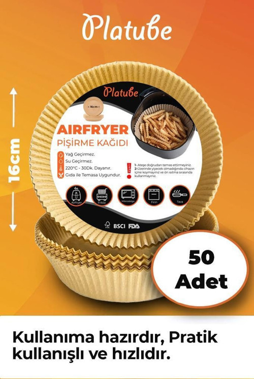 Pisirme Kagidi 50 Adet Airfryer Yagli Kagit Xiaomi Philips Air Fryer Tüm Markalara Uyumlu Yuvarlak