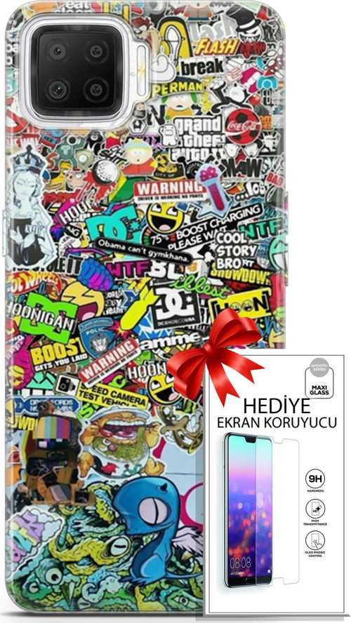 Oppo A73 Kılıf Orijinal Seri Bounce 05 Katie Ward Koruma Kılıfı + Ekran Koruyucu