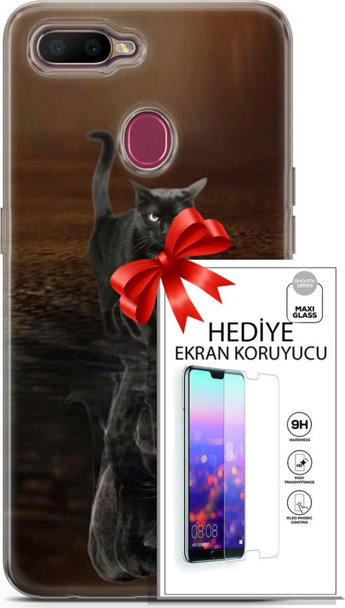 Oppo Ax7 Kılıf Orijinal Seri Scotish-British 16 Siyah Rus Kedisi Hediyelik Kılıf Ve Ekran Koruyucu