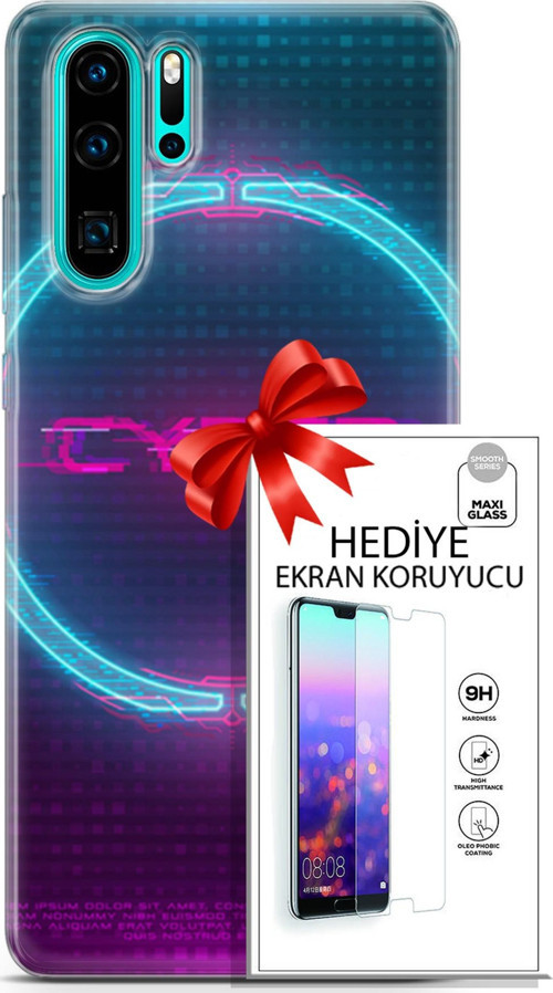 Huawei P30 Pro Kılıf Orijinal Seri Cyberpunk 09 Cyber Logo Uv Kılıf Ve Ekran Koruyucu