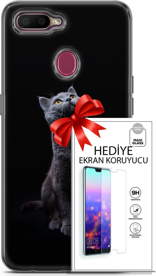 Oppo Ax7 Kılıf Orijinal Seri Scotish-British 21 British Shorthair Portre Darbe Önleyici Kapak + Ön Ekran Koruyucu