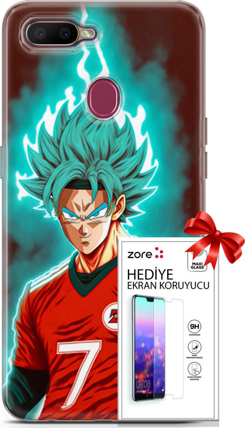 Oppo Ax7 Kılıf Orijinal Seri Supers 04 Goku Mavi Ejderha Silikon Kılıf + Ekran Koruyucu Full Koruma