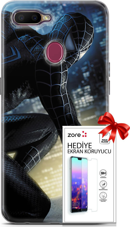 Oppo Ax7 Kılıf Orijinal Seri Supers 21 Spider Man Duvar Kağıdı Darbe Önleyici Kapak + Ön Ekran Koruyucu