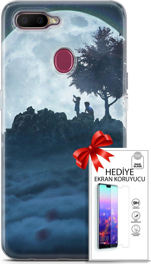 Oppo Ax7 Kılıf Orijinal Seri Algorand 21 Ayışığında Darbe Önleyici Kapak + Ön Ekran Koruyucu