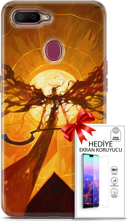 Oppo Ax7 Kılıf Orijinal Seri Cardano 27 Şeytan Lazer Kesim Silikon Ekran Koruyucu