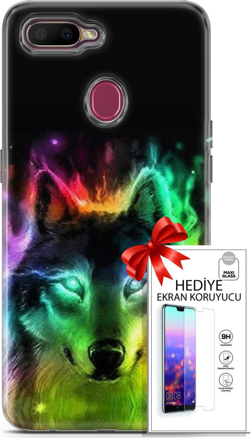 Oppo Ax7 Kılıf Orijinal Seri Cardano 15 Kurt Neon Kalın Silikon + Ekran Koruyucu