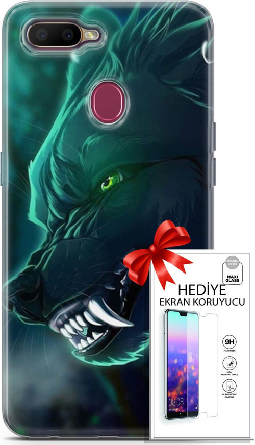 Oppo Ax7 Kılıf Orijinal Seri Cardano 17 Vahşi Kurt Yumuşak Kılıf + Ekran Koruyucu