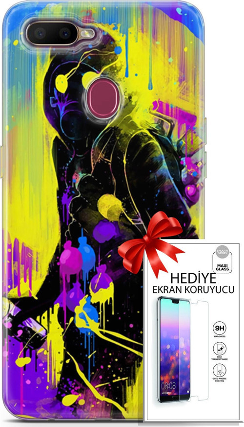 Oppo Ax7 Kılıf Orijinal Seri Cardano 19 Sarı Mavi Mor Tam Koruma Kılıf + Ekran Koruyucu