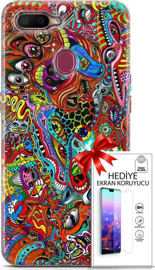 Oppo Ax7 Kılıf Orijinal Seri Cardano 02 Grafitti Kapak Ve Ekran Koruyucu
